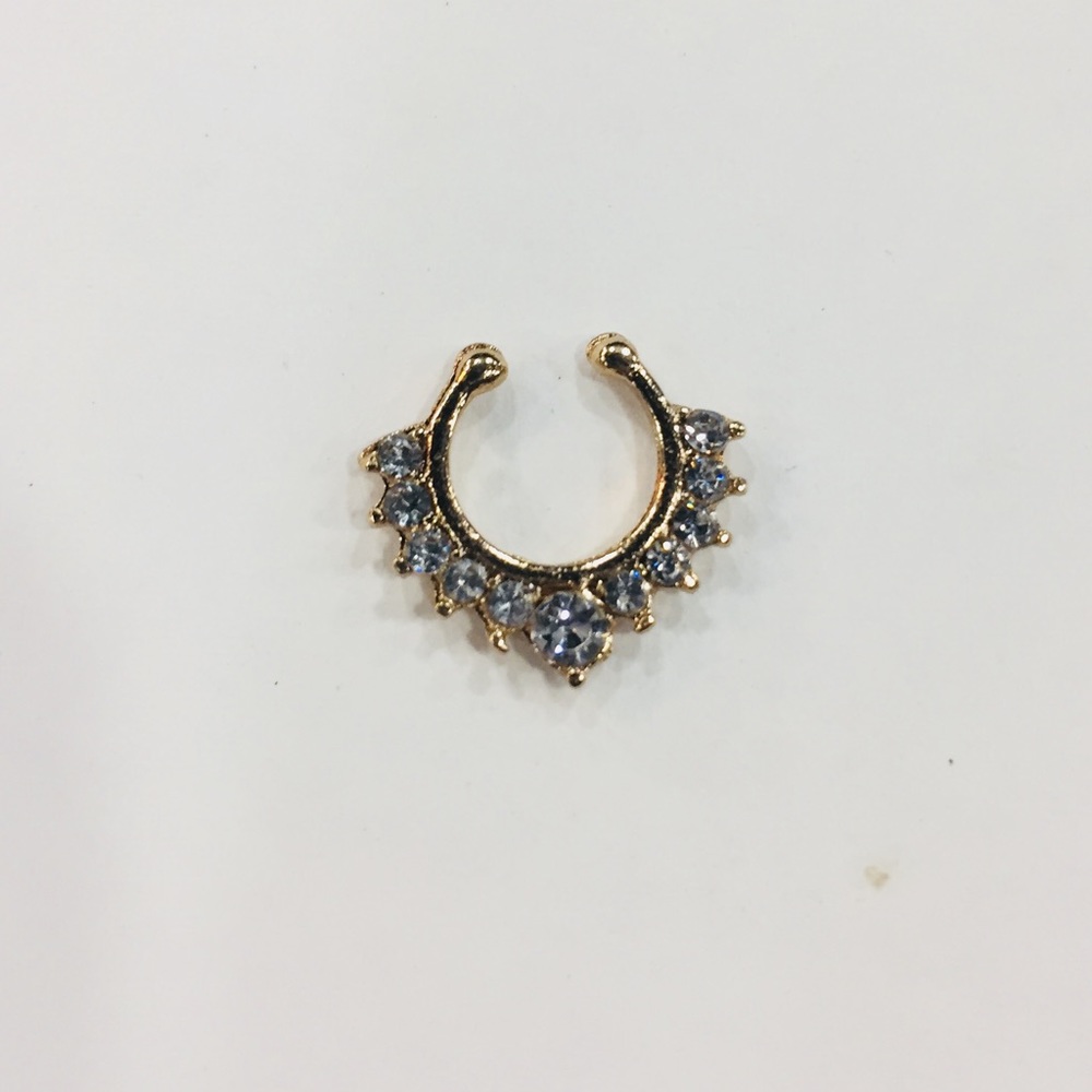 Gold color faux septum clicker ring  clip on